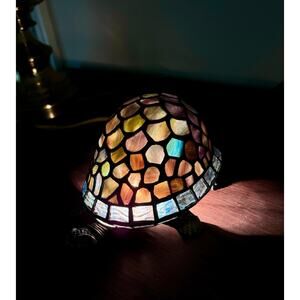 Tiffany Style Multicolored Leaded Stained Glass Tortoise/Turtle Lamp/Light